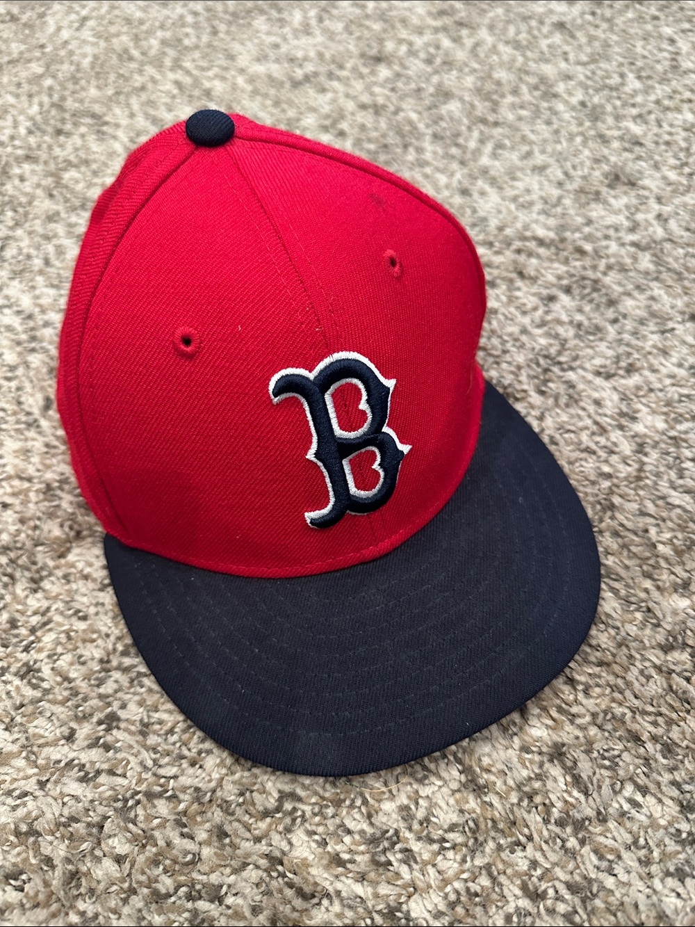 New Era Kids Red and Black Baseball Cap with 'B' Embroidered Logo